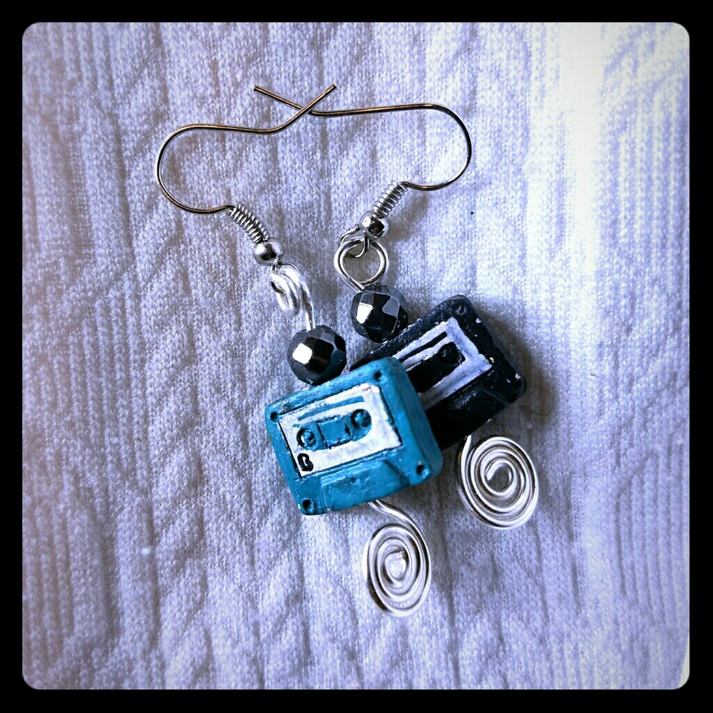 Cassette tape earrings